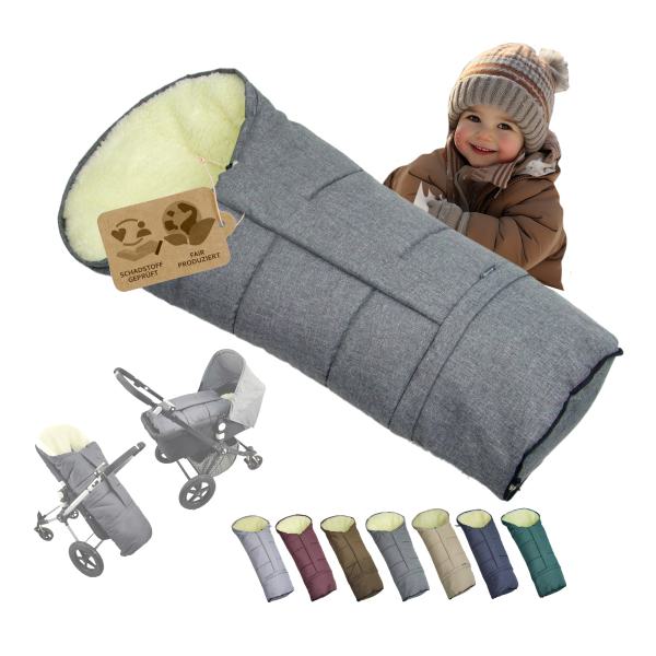 BAMBINIWELT Winterfußsack in Mumienform für Kinderwagen und Buggy, 110cm, Wolle, Design MELIERT